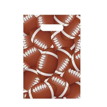 Imagem de Hxezoc 50 sacos de presente de futebol com alça, saco de plástico para doces e doces com pilha de futebol para crianças, artigos de decoração de festa de aniversário