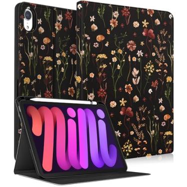 Imagem de Wazzasoft for iPad A17 Pro (Mini7) Case 2024/Mini 6 Case 2021 8.3 Inch - Smart Folio Cover (Auto Wake/Sleep) with Build-in Pencil Holder for Apple Tablet Cover for Women Girls,Floral