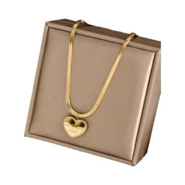 Imagem de Colar De Coração Em Aço Titânio Luxuoso Para Meninas Com Pingente De F