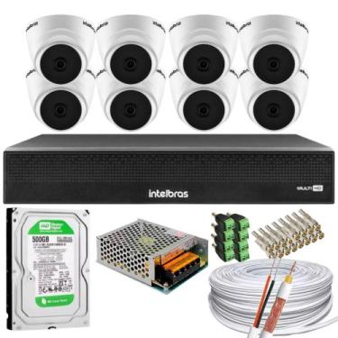 Imagem de Kit 8 Câmeras Intelbras 1220 D mic Fullhd Com Áudio Dvr 3008-C Ch 500g