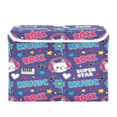 Imagem de Burbuja Caixa de armazenamento de desenho animado com tampa e alças, grande caixa de armazenamento dobrável para prateleiras armário quarto escritório organizador