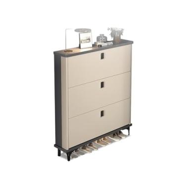 Imagem de CFGH6FDF Armário de sapatos de 25 cm de largura Slim Flip Shoe Cabinet 3 gavetas entrada doméstica rack de armazenamento estreito economia de espaço rack organizador de armazenamento