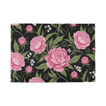 Imagem de Burbuja Jogo americano floral, conjunto de 6, tapetes de mesa laváveis antiderrapantes, resistentes ao calor, para cozinha, mesa de jantar, ambientes internos e externos