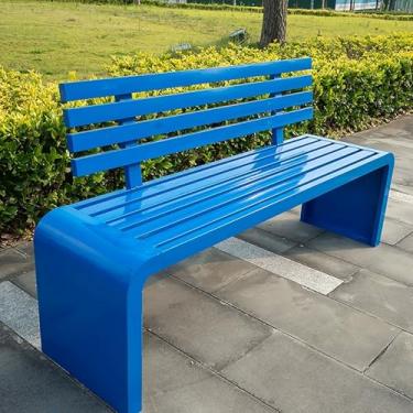 Imagem de Banco de jardim para pátio, banco externo de metal antigo com encosto e apoio de braço, banco de jardim interno externo de 2 lugares namoradeira de pátio para ar livre gramado varanda de quintal (cor