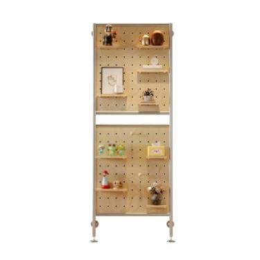 Imagem de Pegboard organizador de parede bege - Painel de exibição modular com ganchos para casa, escritório e configuração de jogos - Solução de armazenamento de montagem na parede - 90 x 110 cm