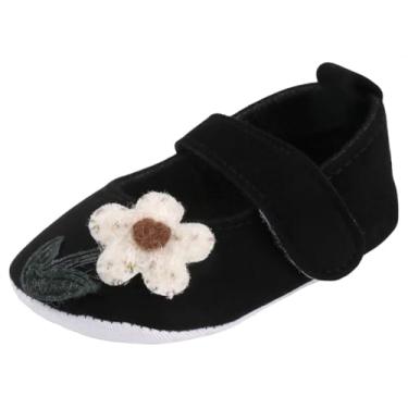 Imagem de Sapatos para bebês meninas meninos recém-nascidos Oxford mocassins adoráveis para berço infantil pré-andador PU tênis, 1281-preto, 12-18 Months Toddler