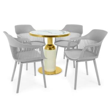 Imagem de Conjunto Mesa De Jantar Redonda Imperial 70cm Branca Com 4 Cadeiras Es
