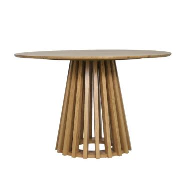 Imagem de Mesa de Centro Vitta Redonda Madeira Estrutura Ripada 120cm Marrom Claro Waw Design