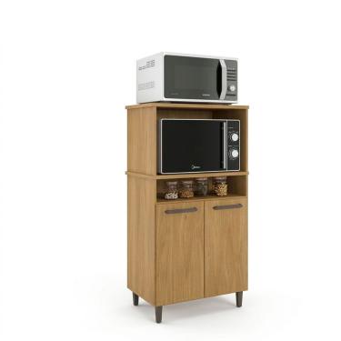 Imagem de Balcão Multiuso Kit 2 Forno Ana 2 Portas 2 Prateleiras MDF 12mm 61cm Br Loja Doce Lar