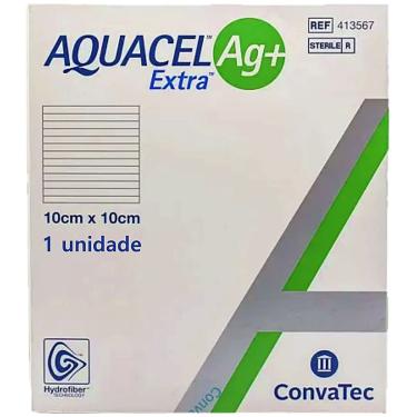 Imagem de Curativo para Feridas Convatec Aquacel Ag+ Extra 413567 com Ação Antimicrobiana 1 Unidade 10x10cm