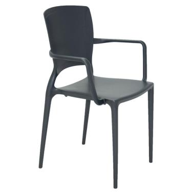 Imagem de Cadeira Tramontina Sofia com Encosto Fechado em Polipropileno e Fibra de Vidro Grafite com Braços Tramontina