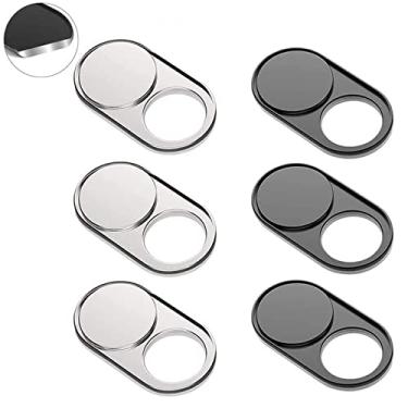 Imagem de Cimkiz Wb01 + Wb02 Webcam Cover Slide, capa de tela magnética de metal, para laptops MacBook Pro Pcs Tablets Cellphone para proteger seu adesivo forte de privacidade - 6 pacotes (3preto + 3prata)
