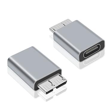 Imagem de Poyiccot Adaptador USB C para Micro B, adaptador de cabo tipo C para micro B, 2 unidades de adaptador Micro B para USB C 3.1 Gen2 para cabo de disco rígido, adaptador de cabo de disco rígido USB C para USB 3.0 SSD externo portátil HDD