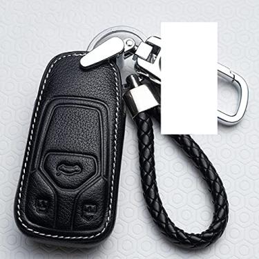Imagem de Capa de chave de carro capa de couro inteligente, apto para Audi A6 A5 Q7 S4 S5 A4 B9 Q7 A4L 4m TT RS 8S 2016 2017 2018 2019, chave de carro ABS Smart Car Key Fob