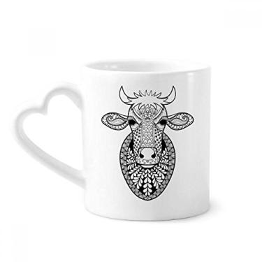 Imagem de Caneca com imagem de vaca grande animal caneca de café cerâmica copo de coração de vidro