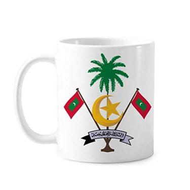 Imagem de Caneca com emblema nacional da Ásia Maldivas cerâmica xícara de porcelana café louça