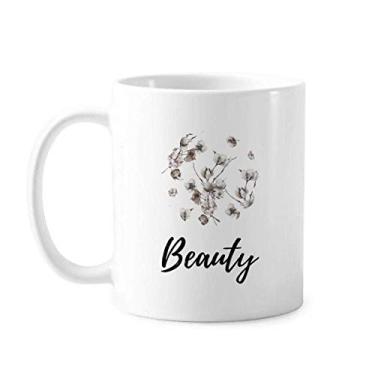 Imagem de Caneca de cerâmica para café e porcelana de cerâmica com desenho de flores brancas