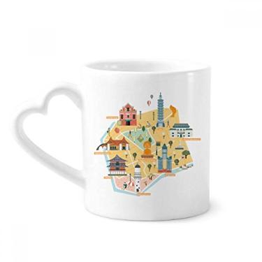 Imagem de TaiPei Mapa atrações Eluanbi Lighthouse caneca café cerâmica copo de coração de vidro