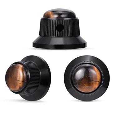 Imagem de Guyker Botões de controle de potenciômetro de baixo de guitarra com 6 mm de diâmetro. Potes de eixo - 3 peças de liga de alumínio Bell Speed Tone botão de volume de substituição para guitarra elétrica