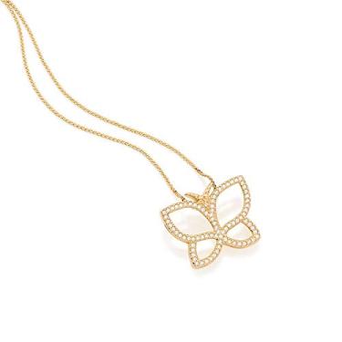Imagem de Colar Rommanel Banhado Ouro Pingente Borboleta Vazada Com Zircônias