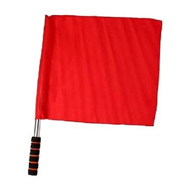 Imagem de Colaxi Bandeira de segurança de trânsito para árbitro, alça leve de esponja, bandeira de jogo justo, bandeira de sinalização, bandeira de mão para, Vermelho