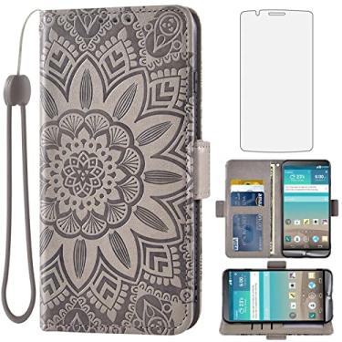 Imagem de Asuwish Capa de telefone para LG G3 com protetor de tela de vidro temperado e carteira de couro floral capa flip suporte para cartão de crédito acessórios de célula magnética LGG3 LG3 D850 D851