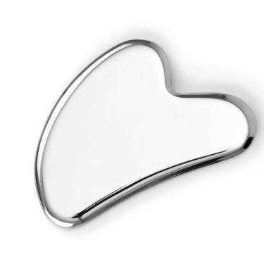 Imagem de SACHEU Gua Sha de aço inoxidável – Gua Sha, ferramentas faciais Gua Sha de aço inoxidável, reduz o inchaço, drenagem linfática, tensão facial, ferramenta Gua Sha de aço inoxidável