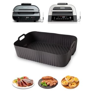 Imagem de Forro de silicone para fritadeira Ninja FG551/DG551 Foodi Smart XL 6 em 1, bandeja de substituição retangular reutilizável para cesta de airfryer | Antiaderente | Limpeza fácil | Seguro para alimentos