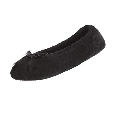 Imagem de isotoner Pantufa feminina Terry Ballerina, Preto, 9.5-10.5