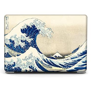 Imagem de Compatível com MacBook Pro 33.0 cm Art Case Skin, 2022, 2021, 2020-2016 versão A1706/A1989/A2159 padrão cinza capa dura com capa de teclado e protetor de tela (The Great Wave da Hokusai)