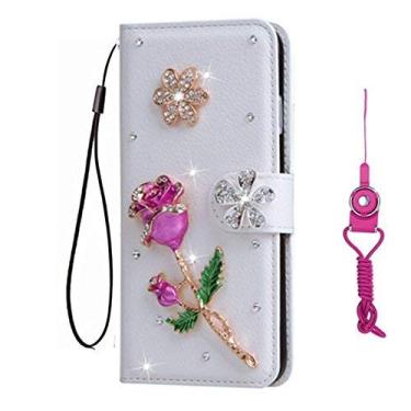 Imagem de Capa para LG V60 ThinQ, capa para LG V60, carteira de couro brilhante, capa protetora para celular e alça de pescoço [suporte] [compartimentos para cartões] [fecho magnético] para LG V60 / LG V60