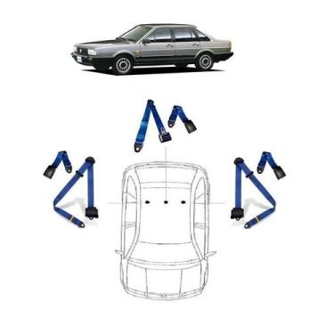 Imagem de Kit cinto de segurança traseiro VW Santana + fechos - HCML, Azul