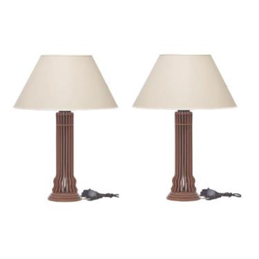 Imagem de Kit 2 Abajures Luminária Mesa Torre Quarto Sala mesa de cabeceira - Me