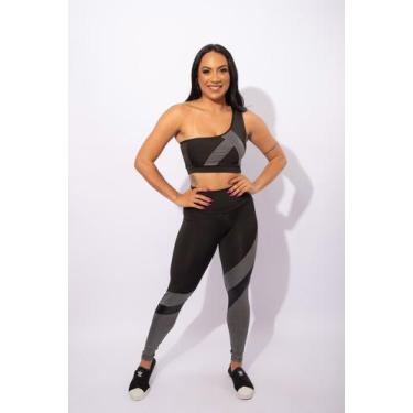 Imagem de Conjunto Feminino Fitness Academia Calça Legging Detalhe Recorte E Top