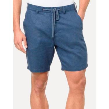 Imagem de Bermuda Calvin Klein Jeans Masculina Cadarço Linen RE Issue Azul Escur