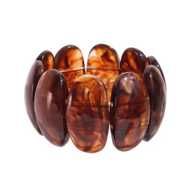 Imagem de HIIXHC Pulseiras elásticas de resina para mulheres, contas de acrílico, elásticas, largas, irregulares, geométricas, bijuterias para mulheres, 7 inches, Resina, Sem Pedra Preciosa