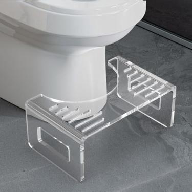 Imagem de Banqueta de acrílico para banheiro, vaso sanitário transparente para banheiro, vaso sanitário de 18 cm, agachamento, resistente, antiderrapante, banheiro, pés para homens e mulheres