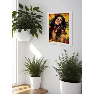 Imagem de Quadro Decorativo Bob Marley Pop Ink Sala Quarto + Vidro A4 - Genérico