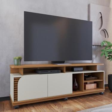 Imagem de Rack Bancada 2 Portas Com Rodízio Jurerê - Freijó Off White Matte