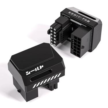 Imagem de EZDIY-FAB Adaptador PCIe 5.1 - 600W 12 + 4 pinos, conector de alimentação GPU 12VHPWR de 16 pinos, adaptador GPU 12V-2x6, ângulo reto de 180 graus - compatível com RTX 3090Ti, 4070Ti, 4080, 4090 GPU -