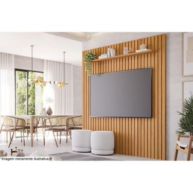 Imagem de Painel Quarto P/tv Até 65 Pol Maragogi C/ Prateleira Ripado 185x220cm Nature - Permóbili