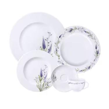 Imagem de Aparelho De Jantar 20 Peças Tramontina Lilla Em Porcelana Lilás Com Branco