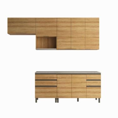 Imagem de Cozinha Bartira Cristal Com 7 Portas, 6 Gavetas, 4 Prat Lâmina Mel