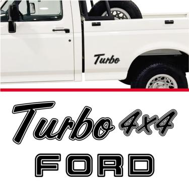 Imagem de Kit Emblema Adesivo Ford F1000 Turbo 4x4 Em Preto F10001 Preto