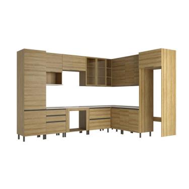 Imagem de Cozinha Bartira Cristal Com 15 Portas 3 Gavetas 13 Pratele Lâmina Mel