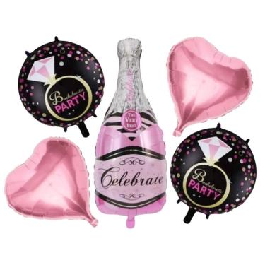 Imagem de Kit Balão Metalizado Garrafa De Champagne - 5 Unidades