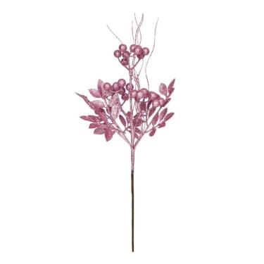 Imagem de Galho Grande Folhas E Frutas Rosa Claro Natal - 1 Unidade