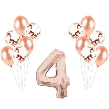 Imagem de Kit Arranjo De Balões Número 4 Rose Gold - 13 Itens