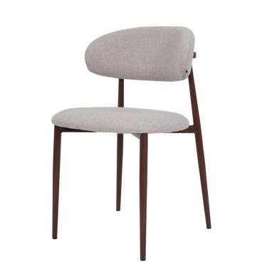 Imagem de Cadeira Lucy Com Estofado Em Linho Cinza E Estrutura Metálic