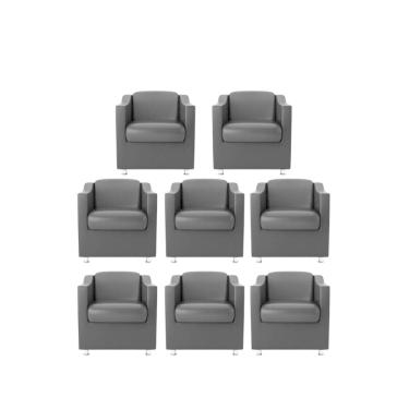 Imagem de Kit 8 Poltronas Bia Decorativa Reforçada Recepção Clínica Salão Sala De Estar Courino